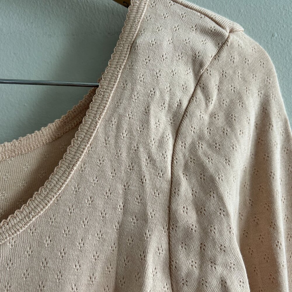 Petite Plume Pima Cotton Pointelle LS top - Picture 6 of 7